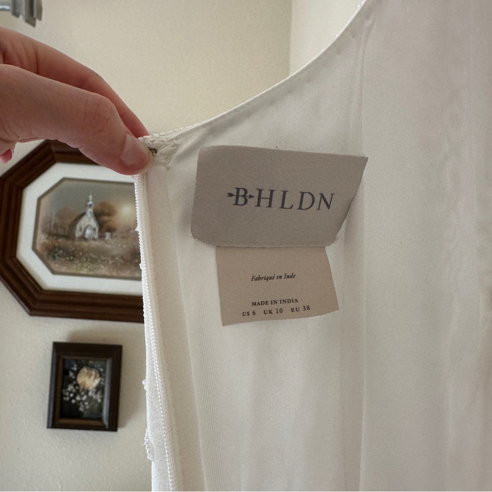 BHLDN White Lace Spaghetti-Strap Wedding Dress - Picture 7 of 16